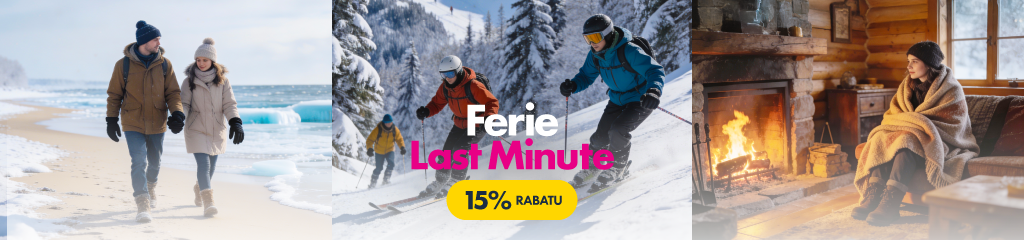 Zarezerwuj Ferie Last Minute i zgarnij 15% rabatu z kodem ZIMA15. Apartamenty w górach, nad Bałtykiem i na Mazurach.